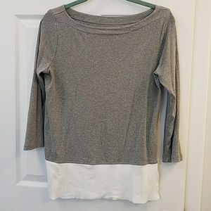 Grey and white color block top